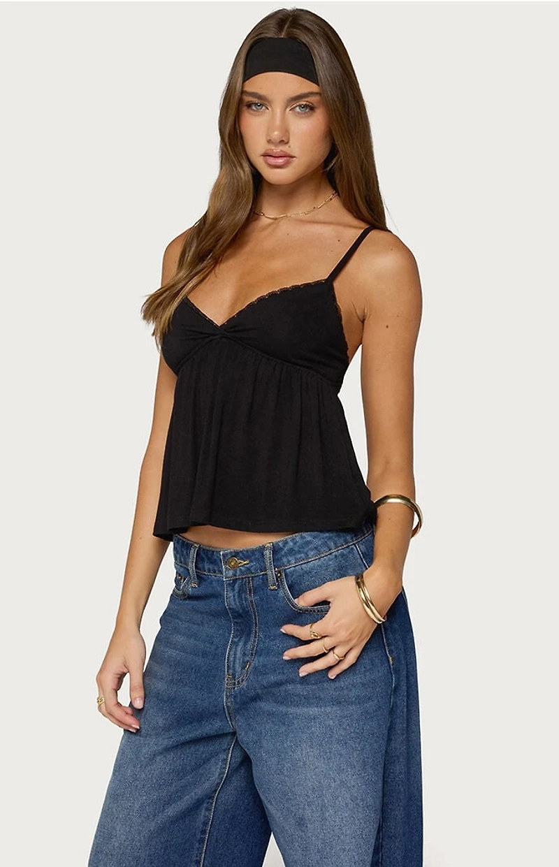 Edikted Belen Polka Dot Lacey Babydoll Top