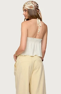 Edikted Textured Iridescent Babydoll Halter Top