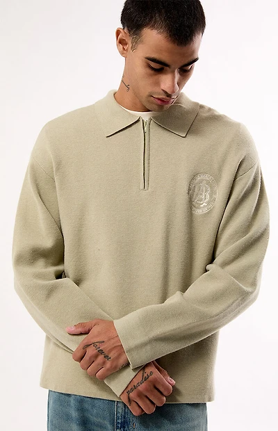 Pacsun Green Le Palais Quarter Zip Polo Sweater