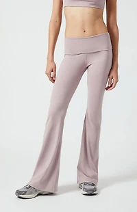 PAC 1980 WHISPER Active Mauve Fold-Over Waistband Flare Yoga Pants