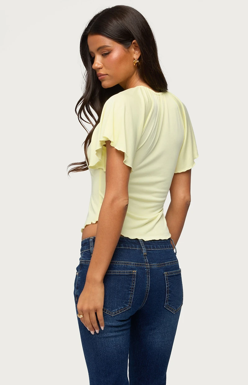Edikted Roye Keyhole Flutter Raglan Top