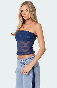 Edikted Ballet Sheer Lace Tube Top