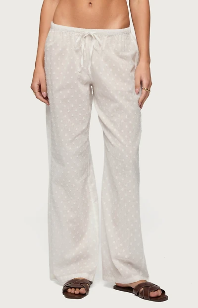 Edikted Embroidered Polka Dot Sheer Cotton Pants