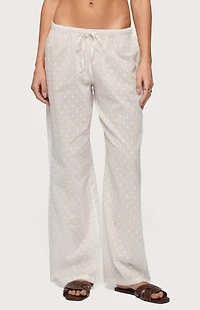 Edikted Embroidered Polka Dot Sheer Cotton Pants