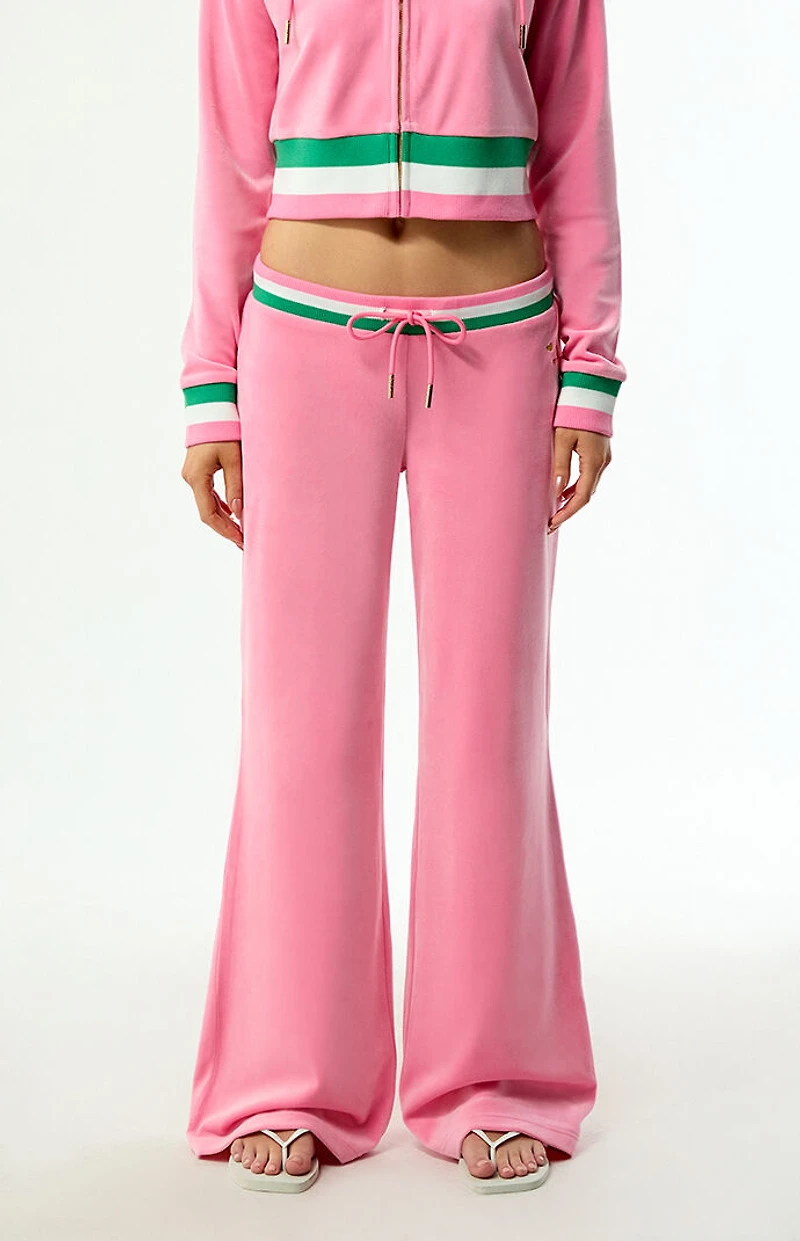 Juicy Couture Pink Velour Contrast Waist Baggy Track Pants