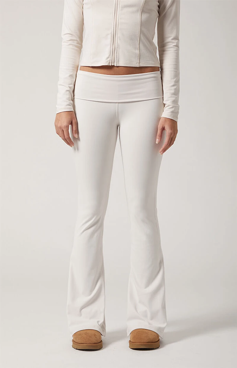 PAC 1980 WHISPER Active Fold-Over Waistband Flare Yoga Pants