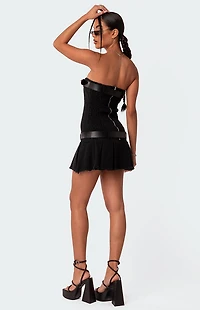 Edikted B Mine Double Belted Denim Mini Dress