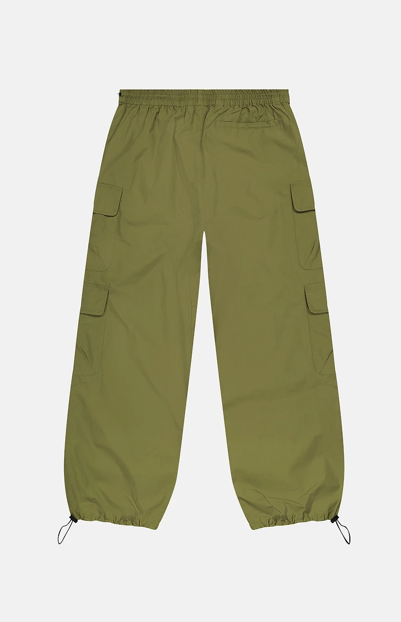 WeSC Olive Parachute Wide Leg Baggy Trousers