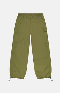 WeSC Olive Parachute Wide Leg Baggy Trousers