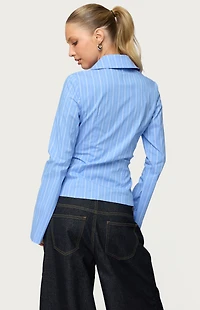 Edikted Pinstripe Tailored Button Up Shirt