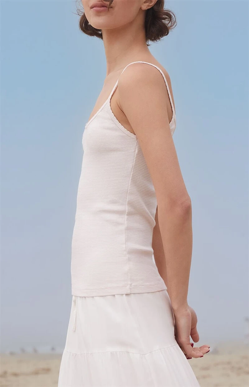 John Galt Pink & White Striped Bow Skylar Tank Top