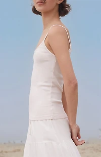 John Galt Pink & White Striped Bow Skylar Tank Top