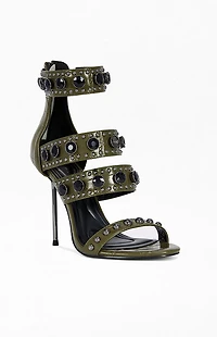 AZALEA WANG Women's Antonia Olive Stiletto Sandals