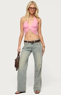 Edikted Alani Twisted Cropped Halter Top