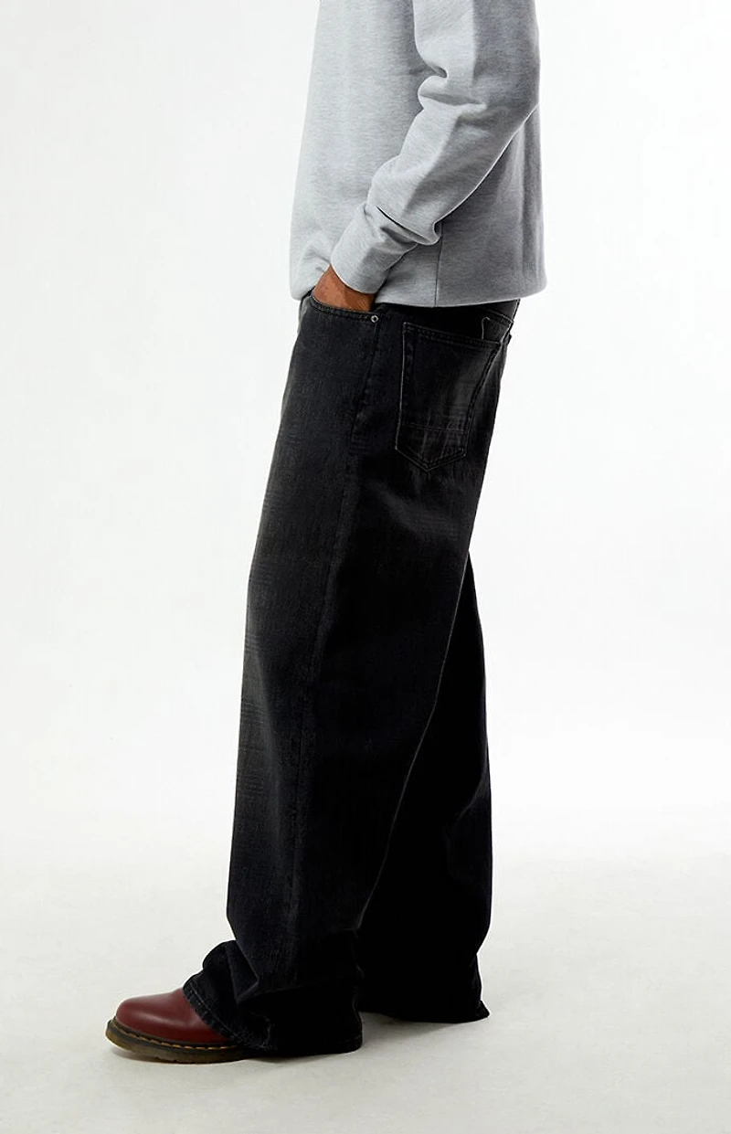 Pacsun Blake Extreme Baggy Jeans Plaid Washed Dark Gray