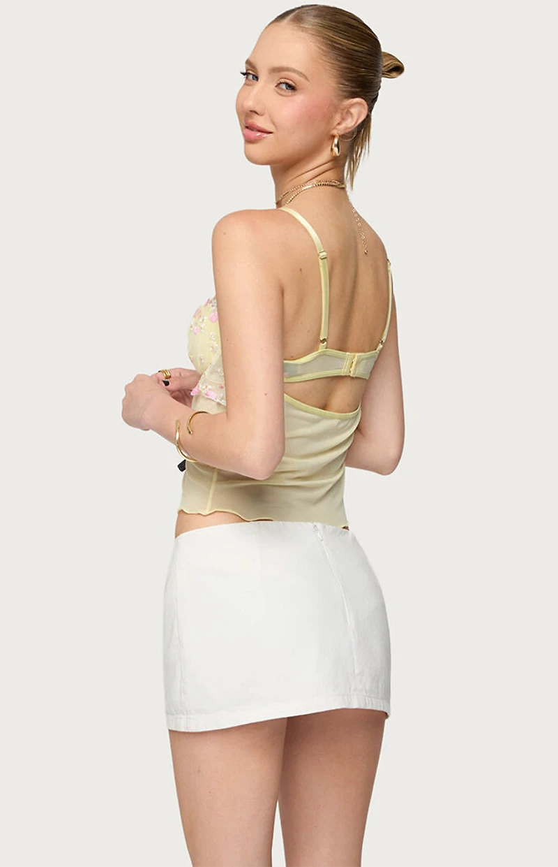 Edikted Embroidered Floral Sheer Bra Top