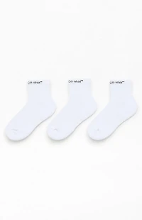 L/AB c/o Off-White 3 Pack Horizontal Quarter Crew Socks