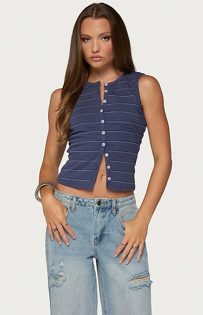 Edikted Brynne Striped Button Up Top