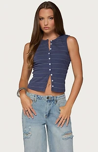 Edikted Brynne Striped Button Up Top