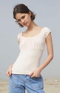 John Galt Pink Casey Ruched Top