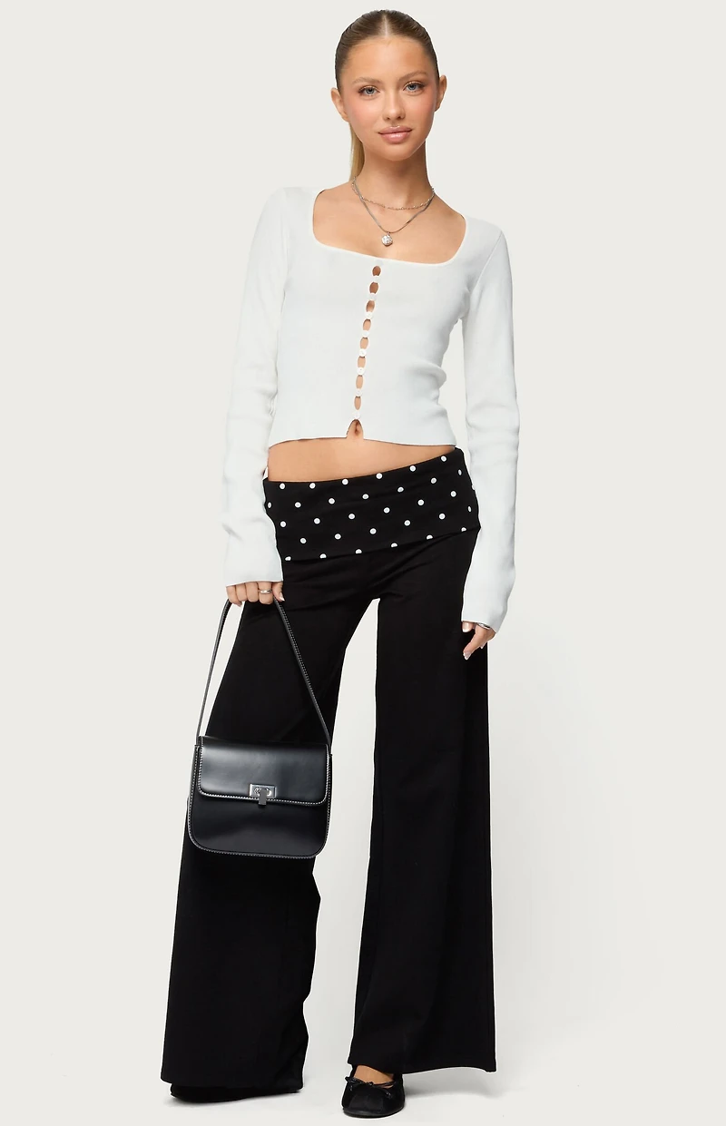 Edikted Petite Reeva Polka Dot Foldover Pants