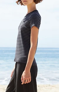 John Galt Black & Gray Striped Hailie Top