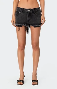 Edikted Exposed Pockets Low Rise Denim Shorts