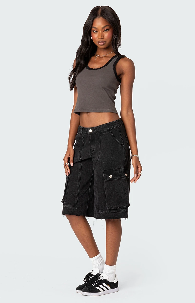 Edikted Alix Lacey Ribbed Tank Top