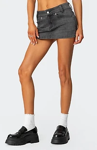 Edikted Bev Stretchy Denim Micro Skirt