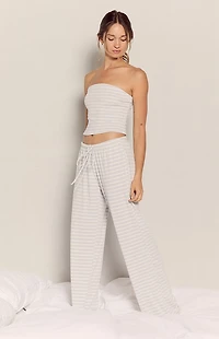 Your Favorite Blue & White Lounge Striped Baggy Pants