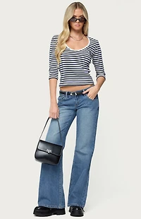 Edikted Poppie Striped V Neck Top