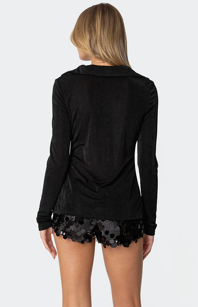 Edikted Daria Split Front Long Sleeve Top