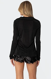 Edikted Daria Split Front Long Sleeve Top