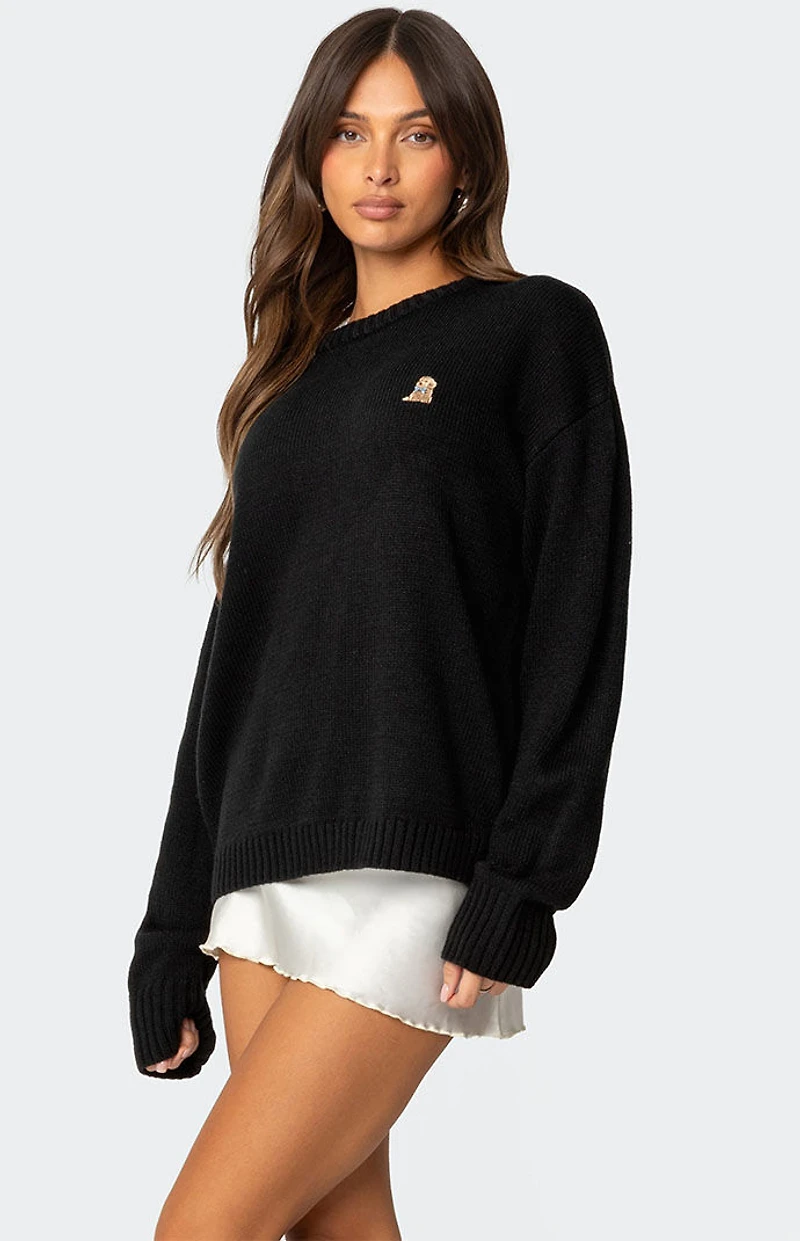 Edikted Puppy Love Embroidered Sweater