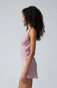 Third Charm Celeste Shine Cowl Neck Halter Top