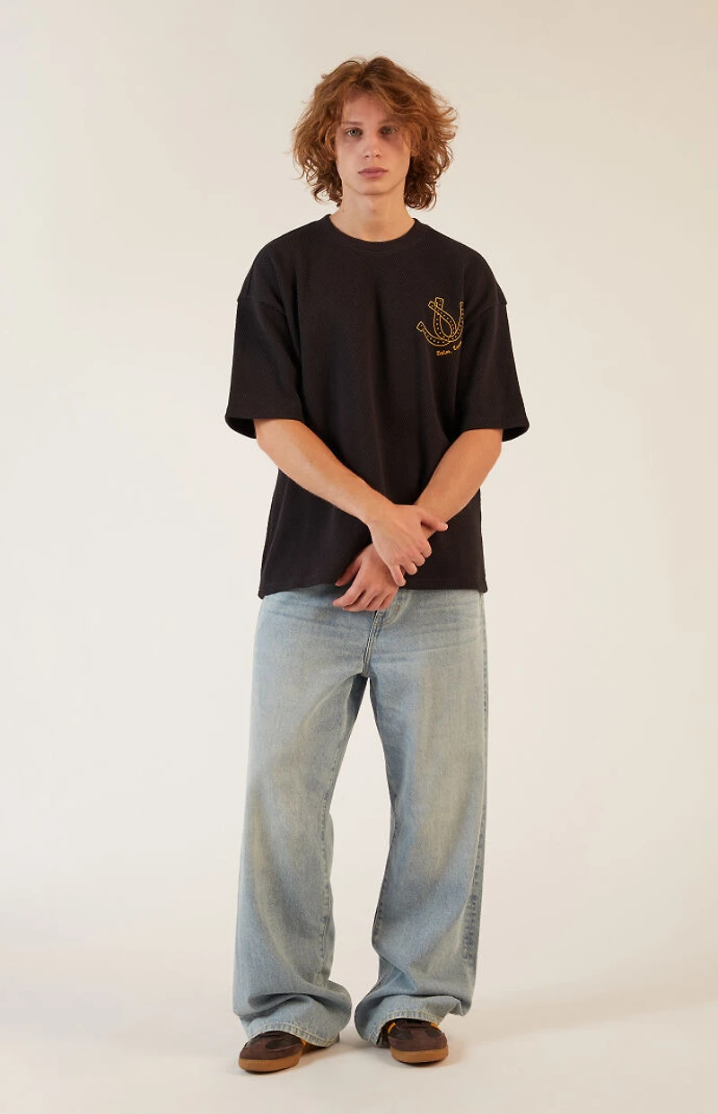 Pacsun Black Moonlight Waffle Knit T-Shirt
