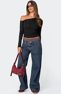 Edikted Stacie Asymmetric Long Sleeve Top