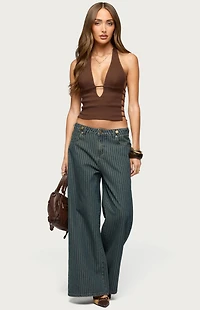 Edikted Aneera Cutout Plunging Halter Top