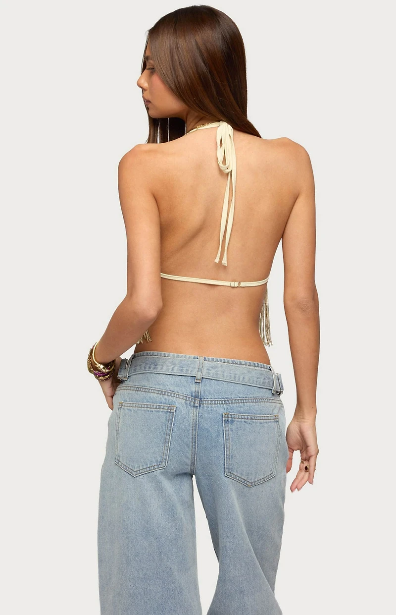 Edikted Azura Sequin Fringe Bra Top