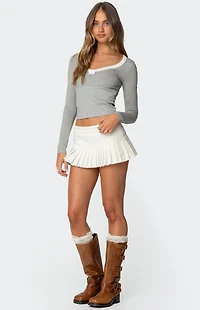 Edikted Shayni Lace Trim Long Sleeve Top