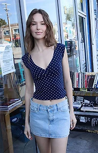 John Galt Black Polka Dot Amara Tank Top