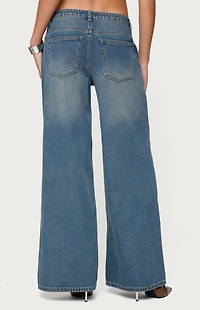 Edikted Double Buckle Low Rise Jeans