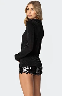 Edikted Daria Split Front Long Sleeve Top