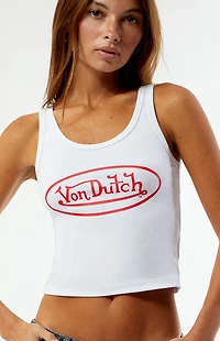 Von Dutch White Cropped Tank Top