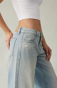 Pacsun Casey Low Rise Baggy Jeans Ripped Light Blue