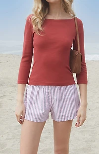 John Galt White & Red Keira Pajama Boxer Shorts
