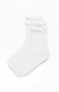 LA Hearts Ribbed Ruffle Bow Crew Socks