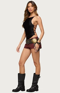 Edikted Kalana Crisscross Backless Fringed Top