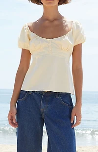 John Galt Yellow Blair Short Sleeve Top