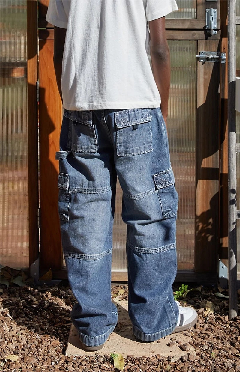 Pacsun Paneled Baggy Cargo Jeans Medium Blue